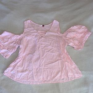 pink off-the-shoulder tank top